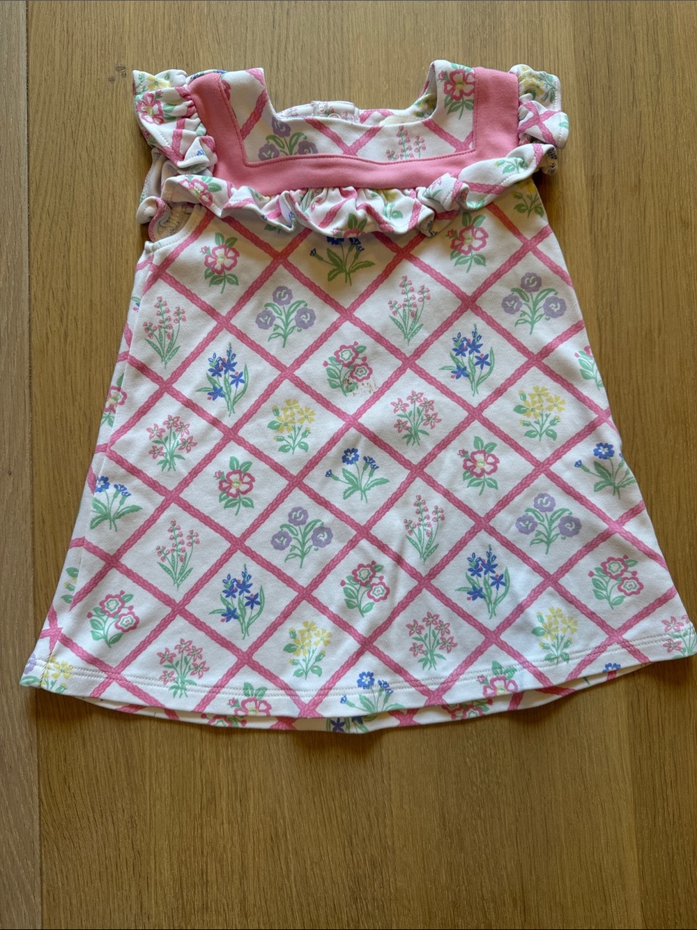 TBBC DARLA DRESS FRENCH COUNTRY FLORAL WITH HAMPTONS HOT PINK 2T